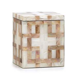 Prix usine travail en os de haute qualité Beige et noir motif géométrique boîte à bijoux travail d'incrustation d'os finition polie - Product Image 6