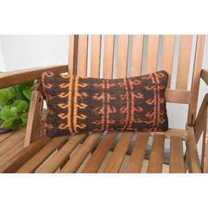 Almohada de lana de retazos Kilim Vintage marrón, cojín decorativo de 18x18 pulgadas con patrón de hojas esponjosas para uso en el suelo - Product Image 1