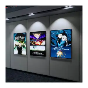 Özelleştirilmiş kapalı reklam ışık kutusu Led film duvar için ışıklı Poster kutusu alüminyum çerçeve ince LED ışık kutusu