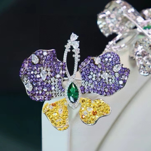 เข็มกลัดเครื่องประดับแฟชั่นสำหรับผู้หญิงเข็มกลัดหรูหรารูปผีเสื้อสีเงินสเตอร์ลิง925 - Product Image 2