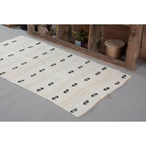 Alfombra turca vintage clásica de 3,3x6,1 pies, moderna, de látex de lana de retazos blancos y negros para dormitorio, alfombra Rectangular de diseño de pasillo - Product Image 4