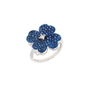 <b>Blue</b> Sapphire Flower Ring 925 Sterling Silver Nickel-Free Customizable Elegant <b>Jewelry</b> Women Stylish Daily Wear Gift Fashion - Product Image 2