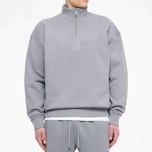 Nouveaux sweats à demi-zip pour hommes en molleton 100% coton, personnalisables, imprimés à l'écran et brodés, unis, manches longues, pour l'hiver - Product Image 2