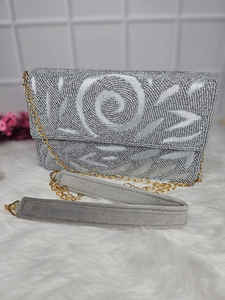 Diseñador de calidad superior hecho a mano latón noche señoras bolso de mano artesanías de lujo madre perla Shell patrón tela para boda - Product Image 2