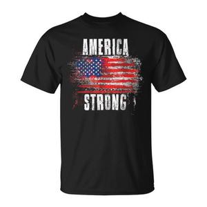 Camiseta con Diseño de Bandera Americana Desgastada, Negra, Unisex, Cuello Redondo, Manga Corta, Promocional - Product Image 1