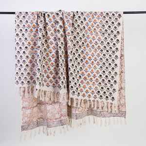 Indian Hand Block Printed Eco-Friendly Modern <b>Throw</b> <b>Blanket</b> for Sofa Couch & Home Decor - Product Image 2