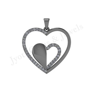 Bijoux fins personnalisés qualité d'exportation 25mm argent Sterling 925 Double coeur Zircon charme Style classique cadeau chrétien pour les femmes - Product Image 3