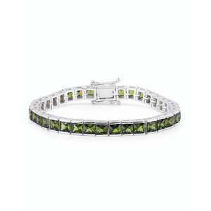 Channel Set <b>Peridot</b> Zirconia Tennis <b>Bracelet</b> - Product Image 1