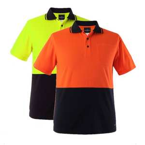 Trabajo de seguridad de alta visibilidad personalizado para hombre para polo 100% poliéster patrón sólido manga corta bolsillo tejido para actividades al aire libre - Product Image 1