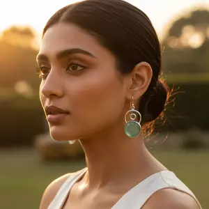 Pendientes Colgantes de Plata 925 con Calcedonia para Mujer, Estilo Moderno - Product Image 3