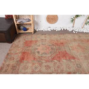 Alfombra turca Vintage, diseño de retazos naranja verde, felpa de lana de 4,7x11,1 pies con respaldo de látex para decoraciones de sala de estar - Product Image 5