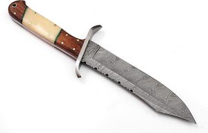 Couteau de chasse à lame en acier Damas personnalisé de qualité supérieure Fourreau en cuir à lame fixe supporté par OEM Garantie de 3 ans pour l'extérieur - Product Image 4