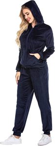 Sweat à capuche et jogging pour femme en velours deux pièces avec diamants personnalisés ensemble de survêtement en velours 2 pièces avec strass à la mode - Product Image 4