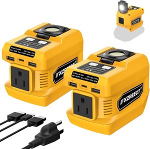 2 gói 220 Wát điện cầm tay Inverter cho <span class=keywords><strong>Dewalt</strong></span> 18V/<span class=keywords><strong>20V</strong></span> pin chuyển đổi DC 18V để AC 110V với AC Outlet kép USB-A - Product Image 1