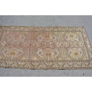 พรมตุรกีโบราณขนาดใหญ่3.1 x 6.5ft สี่เหลี่ยมผืนผ้าผ้าขนสัตว์ลาเท็กซ์สำหรับตกแต่งห้องโถงพรมปูพื้นเย็บปะติดปะต่อกันสีน้ำตาลเบจ - Product Image 3