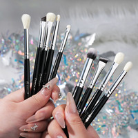 Ensemble de pinceaux de maquillage professionnels de luxe à base d'eau, manche en bois écologique, poils synthétiques, couleur champagne, 6 pièces