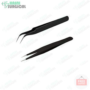 Instrumentos de belleza de Color negro, pinzas para pestañas, logotipo personalizado/pinzas de embalaje, acero inoxidable, gran oferta, aprobado por CE ISO - Product Image 5