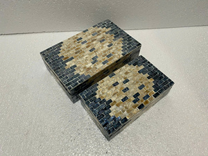 Boîte à bijoux en nacre de luxe faite à la main ensemble 2 organisateurs incrustés personnalisables pour le stockage décoratif à la maison - Product Image 6