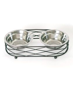Designer Collection Metal Pet Bowl <b>Feeder</b> With Raised Stand And Finished Perfect For Gourmet Pet Meal Presentation - Product Image 3