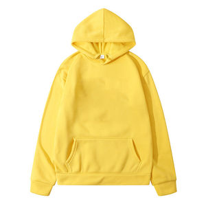 Sudadera con capucha de cuello redondo de gran tamaño con logotipo personalizado OEM, ropa de calle en blanco con diseño en relieve y estampado de vellón teñido liso - Product Image 3