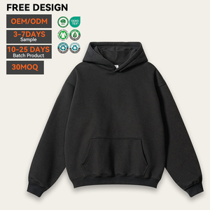 Custom Printed <b>Pullover</b> Heavyweight Plain Winter Hoodie High Quality 340GSM Streetwear Polyester Cotton Oversized Unisex <b>Men</b> - Product Image 3