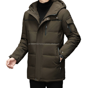 Personalizado hombres invierno cálido poliéster a prueba de viento de longitud media abajo Abrigo con capucha 2025 abajo hombres ropa chaqueta acolchada - Product Image 5