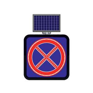 Señal de Tráfico LED de Aluminio de 60 x 60 cm con Energía Solar, Señal de Advertencia de "Prohibido Estacionar" - Product Image 1