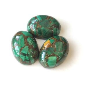 หินอัญมณีสีเขียวรูปวงรีทำจากทองแดงมรกตขนาด3x5mm-20x30mm แบนราบสำหรับเครื่องประดับธรรมชาติ - Product Image 4