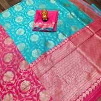 Sari Blouse Bleu Ciel avec Broderie Zari, Sari Indien en Soie Lichi Douce, Vêtement de Fête pour Femmes, ODM Adultes, Impression Inde & Pakistan, Haut de Gamme