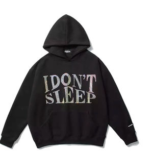 เสื้อฮู้ดสำหรับผู้ชายทรงหลวมมีฮู้ดติดโลโก้พลอยเทียมสำหรับผู้ชายทรงหลวมโอเวอร์ไซส์2025 400ออกแบบได้ตามต้องการ - Product Image 2