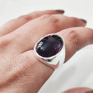 Anillo de Plata de Ley 925 con Amatista Natural para Hombre, Piedra de Nacimiento de Febrero, Todas las Tallas, Regalo de Boda Árabe, Venta al por Mayor - Product Image 5