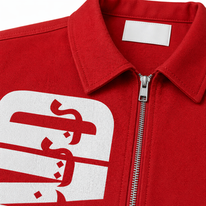 Camisa Oversize Personalizada para Hombre con Cremallera, Manga Corta, Corte Holgado, Estilo Urbano, Estampado de Logotipo Grande, Color Rojo, Venta al por Mayor OEM - Product Image 6