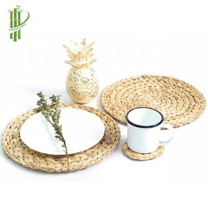 Sous-verre artisanal rond en jacinthe d'eau, napperon pour table à manger, vente en gros pour maison, hôtel, restaurant - Product Image 2