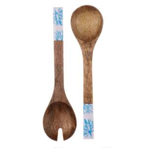 SERVIDOR DE ENSALADA DE MADERA DE Mango JUEGO DE 2 HECHO A MANO ÚNICO KETCHENWAR - Product Image 1