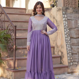 Belle soie douce longue Salwar costume pakistanais Kameez Dupatta robe dernier Style traditionnel fête mariage fonctions robe - Product Image 1