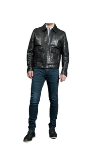 Chaqueta de Moda Unisex Impermeable de Piel de Cocodrilo con Logotipo en la Espalda, Fabricante OEM/ODM, Todas las Temporadas - Product Image 5