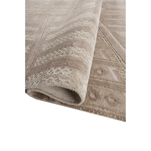 Alfombras Khidki Beige y Marrón con Patrón Geométrico, Tejidas a Mano con Lana y Seda de Bambú, 10 mm de Grosor, para el Hogar, Pasillo, Dormitorio-LRB-1818 - Product Image 2