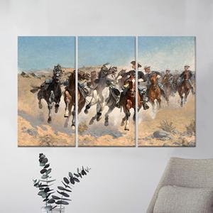 Tableau sur toile Chevaux au galop : Impression animale élégante pour la décoration intérieure, toile enveloppée 3P - Product Image 1
