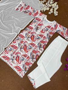 DESIGNER PARTY WEAR TOP DE ALGODÓN CON ESTAMPADO DIGITAL CON DUPATTA - Product Image 5