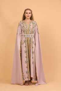 Vestido Kaftan Marroquí de Lujo con Bordado Floral, Material Modal Informal, Largo hasta el Tobillo, para Bodas - Product Image 3