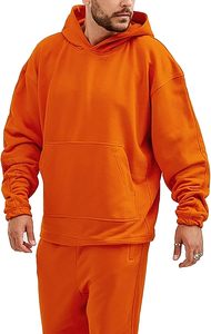 Survêtement personnalisé 380GSM en coton et polyester pour hommes, ensemble de jogging à capuche pull-over, tenue d'extérieur vert olive avec logo brodé - Product Image 3