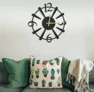 Elegante Reloj de pared de Metal negro redondo diseño minimalista moderno perfecto para dormitorio sala de estar Oficina o Decoración de cocina - Product Image 1