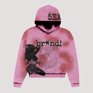 Sweat à capuche à épaules tombantes 100% coton surdimensionné unisexe séchage rapide anti-rides Streetwear imprimé détresse pour hommes - Product Image 5