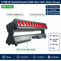 Barra de Luces LED RGBW de 12x40W con Cabezal Móvil, 144 Tiras Auxiliares, DMX512, RDM, Beam, Strobe, Zoom, Wash, para DJ, Escenarios y Clubs