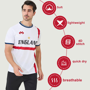Camiseta de Fútbol de la Selección de Inglaterra de Alta Calidad, 100% Poliéster, Impresión por Transferencia de Calor, Transpirable, de Secado Rápido, Elástica, para Entrenamiento Deportivo - Product Image 3