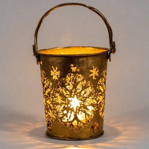 TwinkleCup Frosted Elegance Cast Aluminum Candle Holder Holiday Table Centerpiece with Snowflake Detailing - Product Image 5