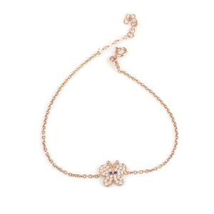 925 Sterling <b>Silver</b> Butterfly <b>Bracelet</b> with Pink and White Crystals Elegant <b>Bangle</b> - Product Image 1
