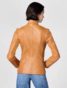 Chaqueta de Cuero Sólido para Mujer, Talla Grande, Gruesa, Transpirable, con Cierre de Cremallera, Tinte Liso, Acabado Directo de Pakistán - Product Image 2