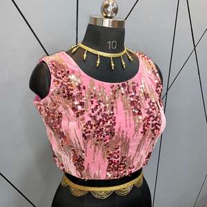 Chemisier Sari de créateur, style indien, vêtement de fête de mariage - Product Image 2