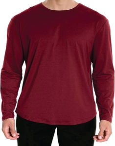 Crew Fitness Camiseta de manga larga de poliéster 100% para hombre Calidad superior Impreso digital Bordado fino Transpirable Secado rápido - Product Image 3